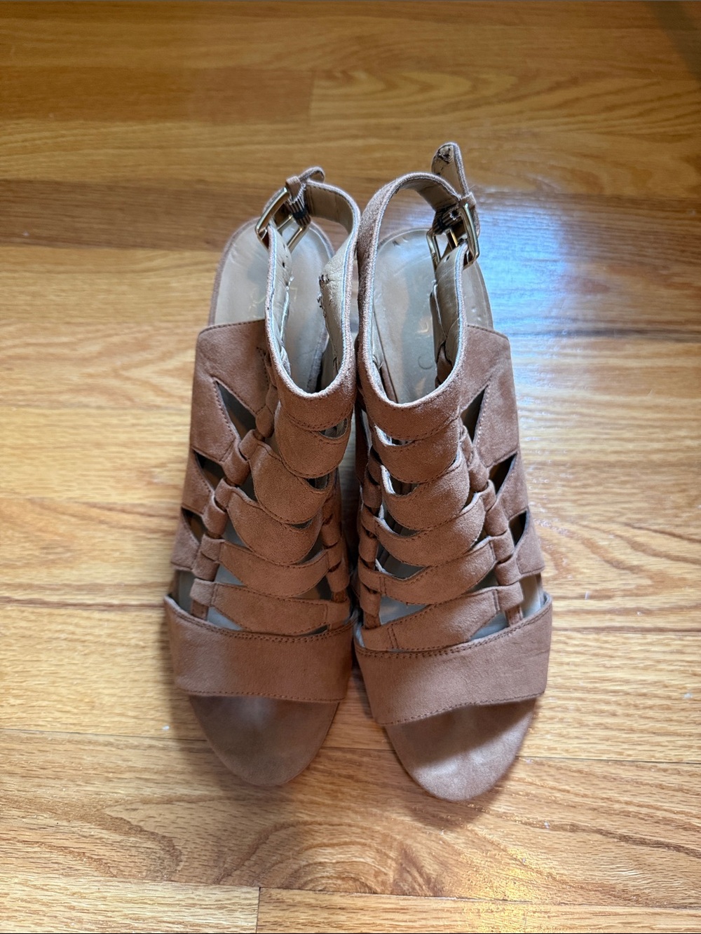 Franco Sarto Suede Strappy Peep-Toe Sandals